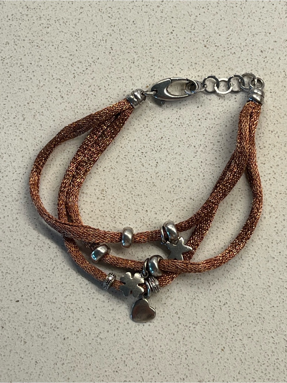 Borsari - Copper-Tone Multi-Strand Charm Bracelet with Silver Accents